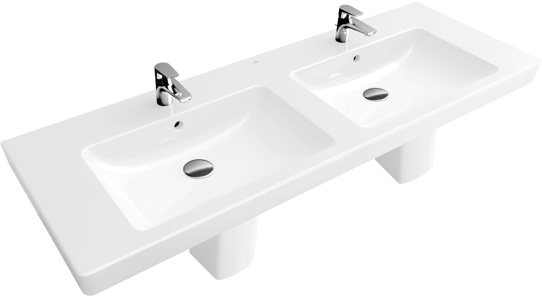 Villeroy & Boch Subway 2.0 Waschbecken 130x47 cm rechteckig Klassisch-Möbel-mit Blatt-Doppelt weiß 7175D001