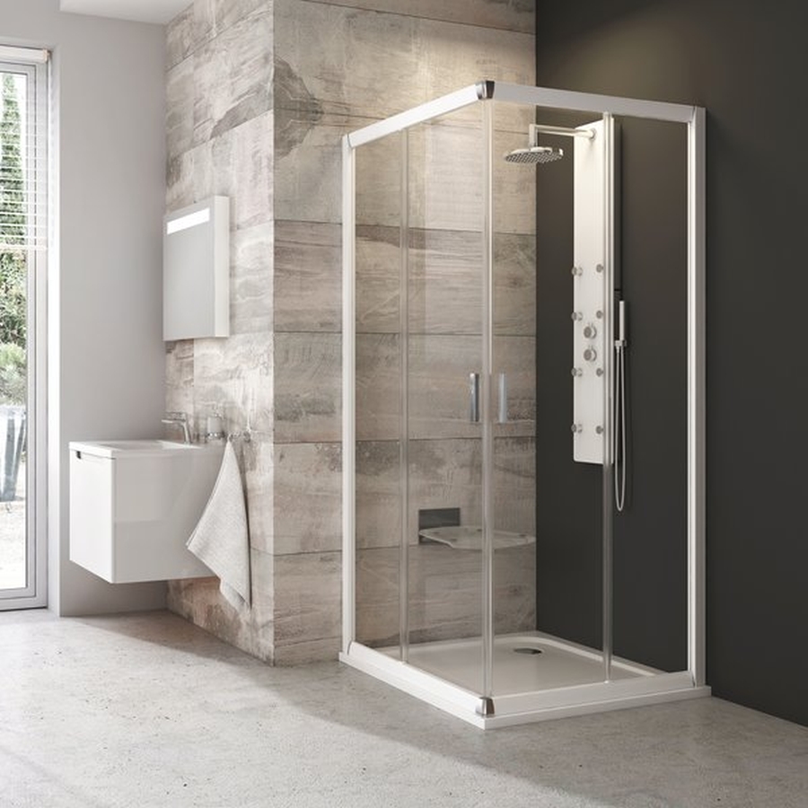 Ravak Blix Dusche 90x90 cm quadratisch weiß Glanz/durchsichtiges Glas 1LV70100Z1
