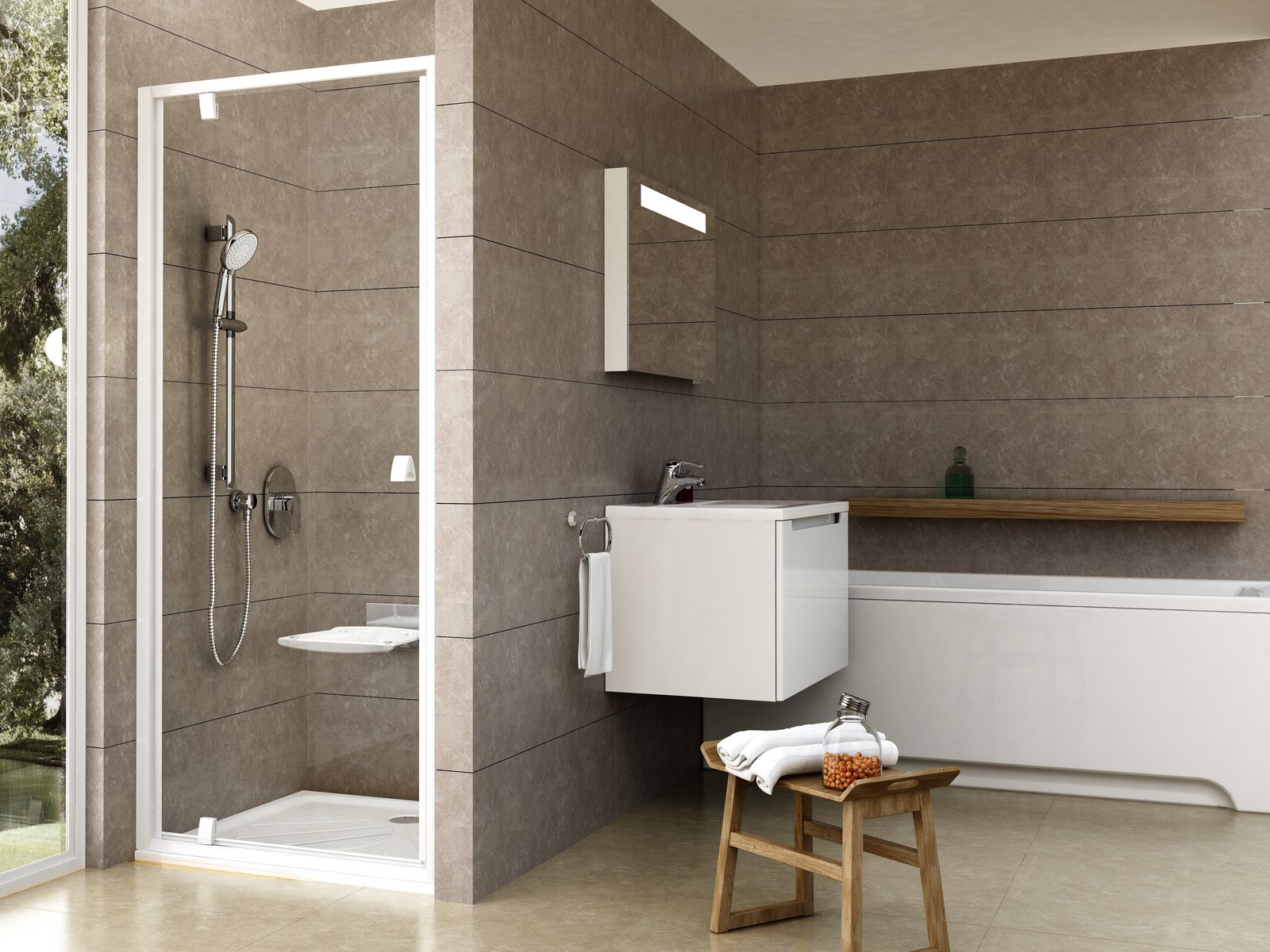 Ravak Pivot Duschtüren 90 cm aufklappbar weiß Glanz/durchsichtiges Glas 03G70101Z1