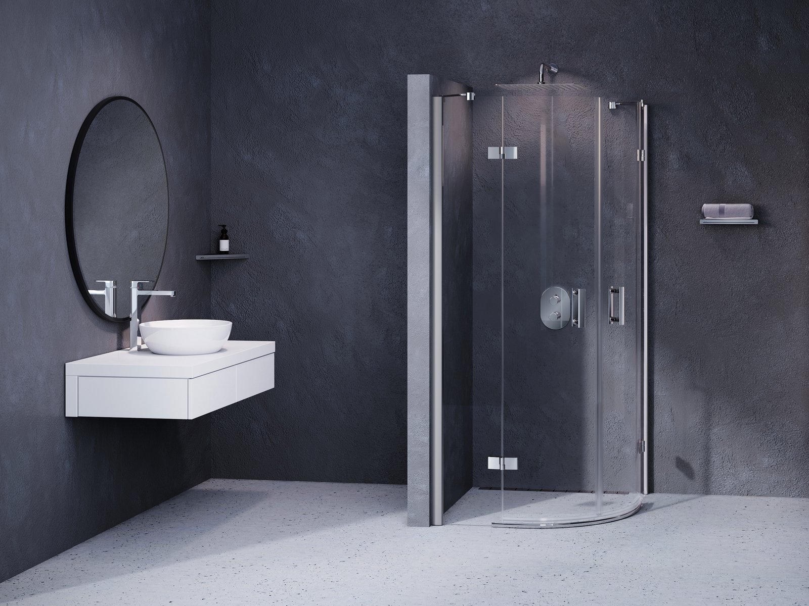 Ravak SmartLine Dusche 80x80 cm halbrund chrom Glanz/durchsichtiges Glas 3S244A00Y1