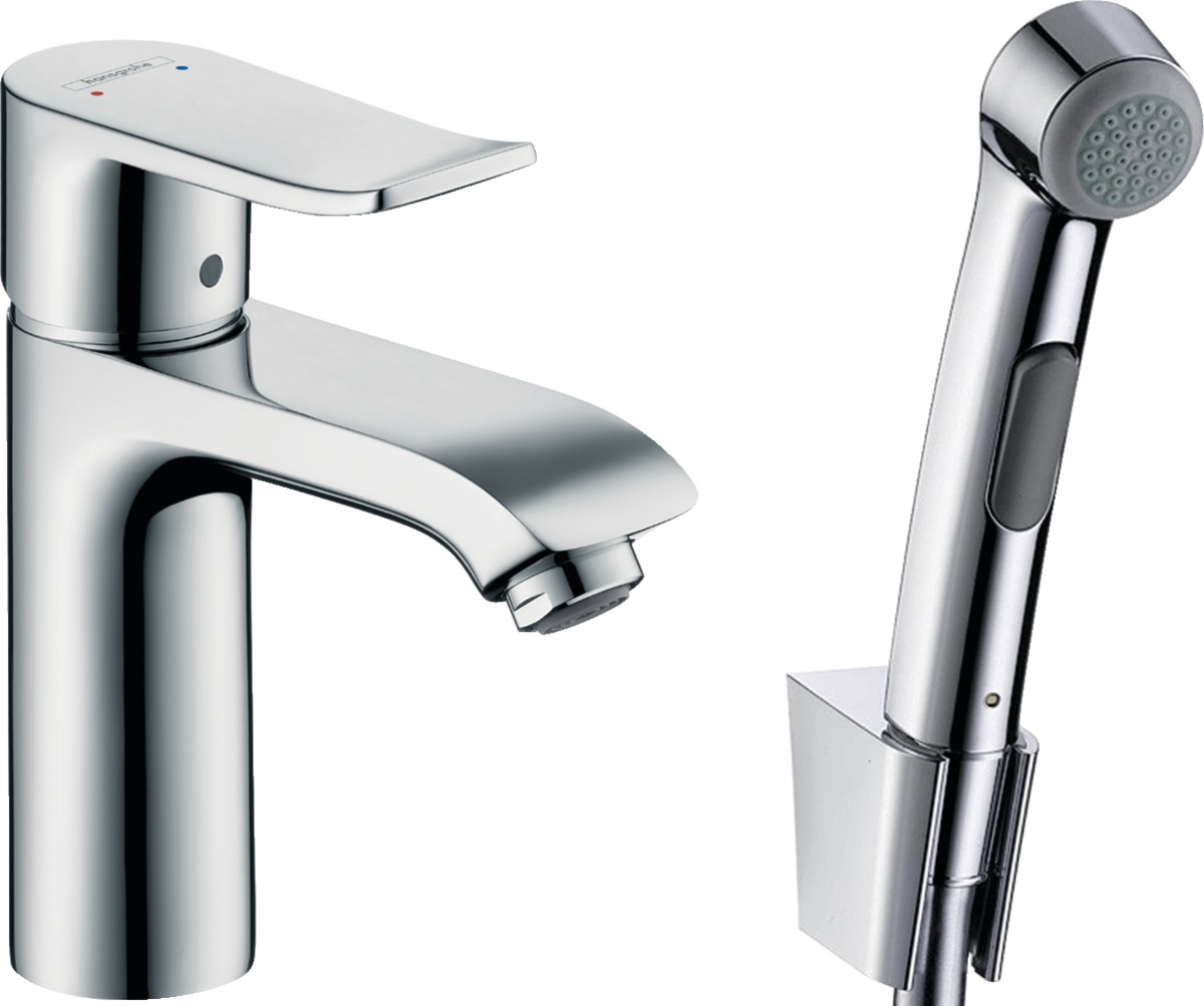 Hansgrohe Metris Classic Waschtischarmatur mit Bidet-Duschkopf Stehend chrom 31285000