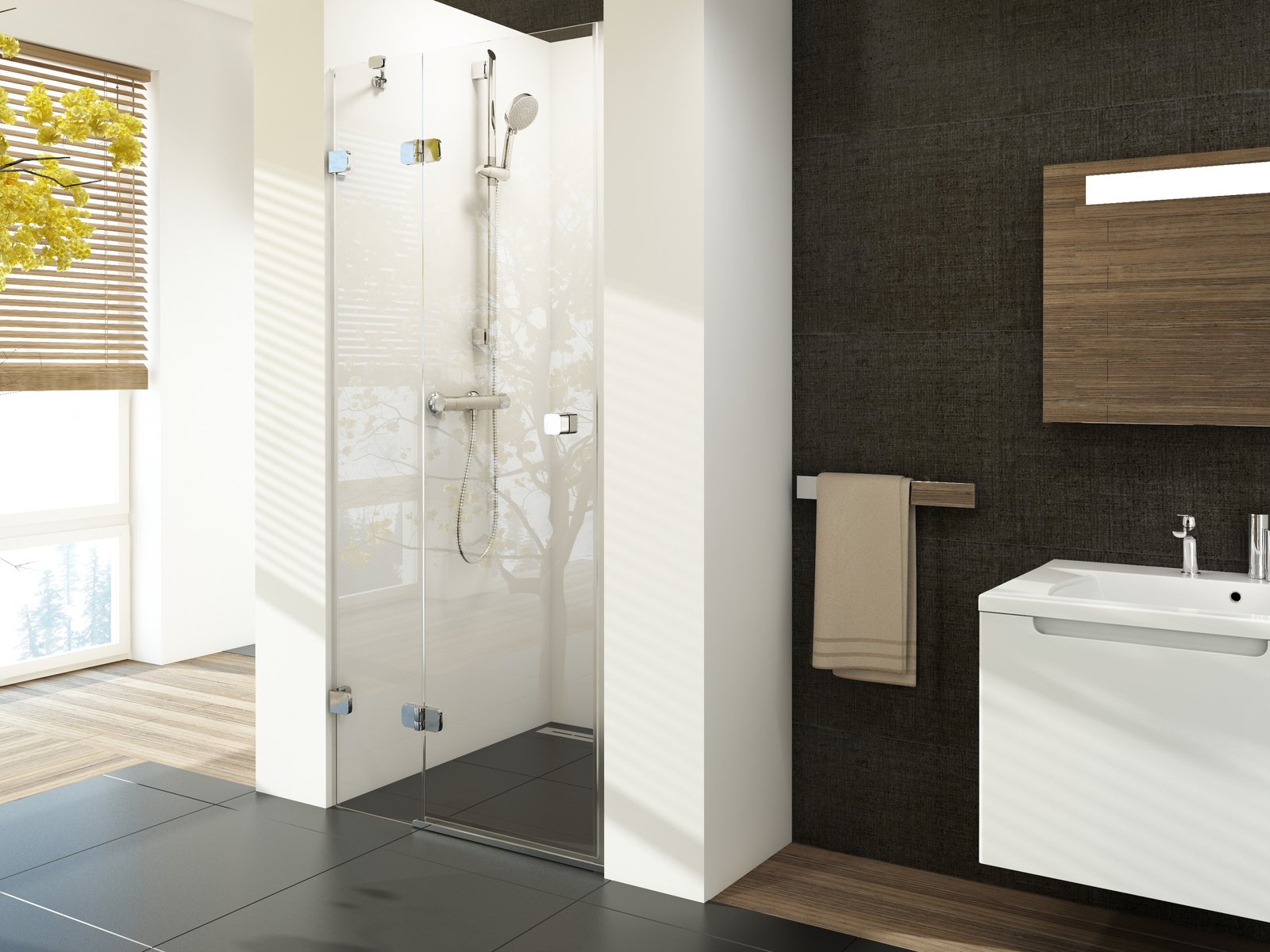 Ravak Brillant Duschtüren 90 cm aufklappbar chrom Glanz/durchsichtiges Glas 0UL7AA00Z1