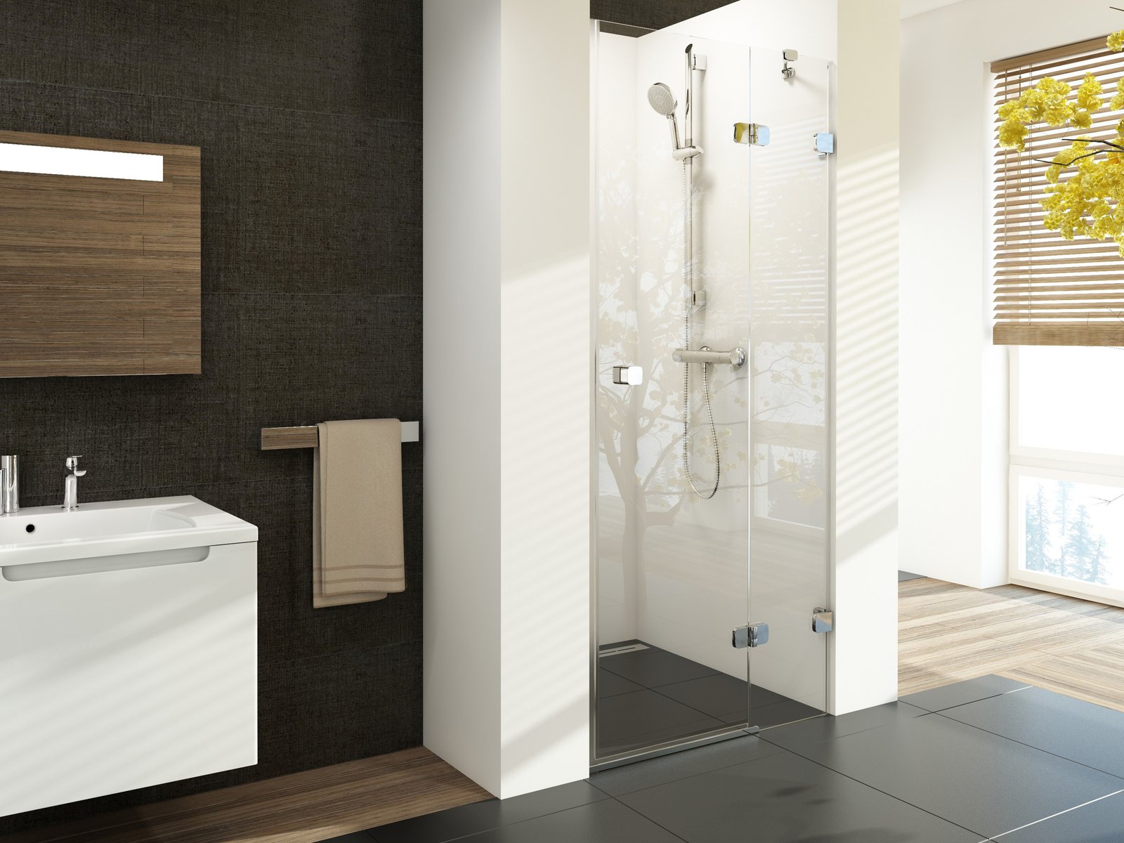 Ravak Brillant Duschtüren 90 cm aufklappbar chrom Glanz/durchsichtiges Glas 0UP7AA00Z1