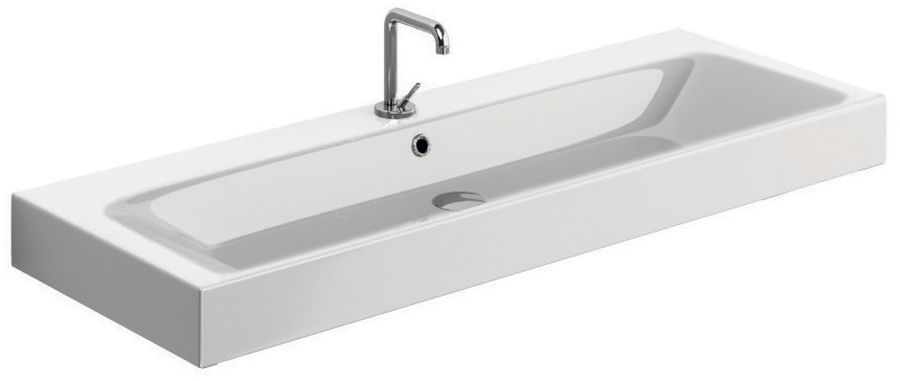 Kerasan Cento Waschbecken 120x45 cm rechteckig Klassisch-Aufsatzwaschbecken weiß 353401