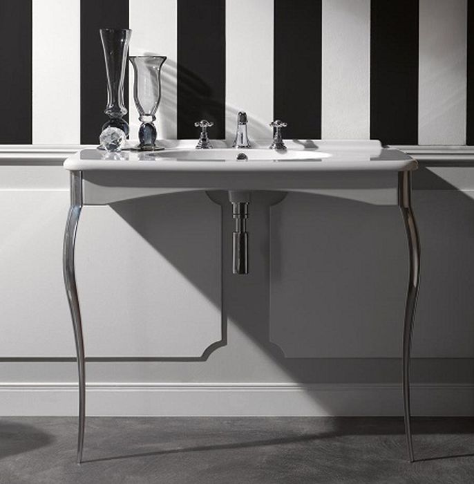 Kerasan Retro Waschbecken mit Konsole 100 cm schwarz 1049K5