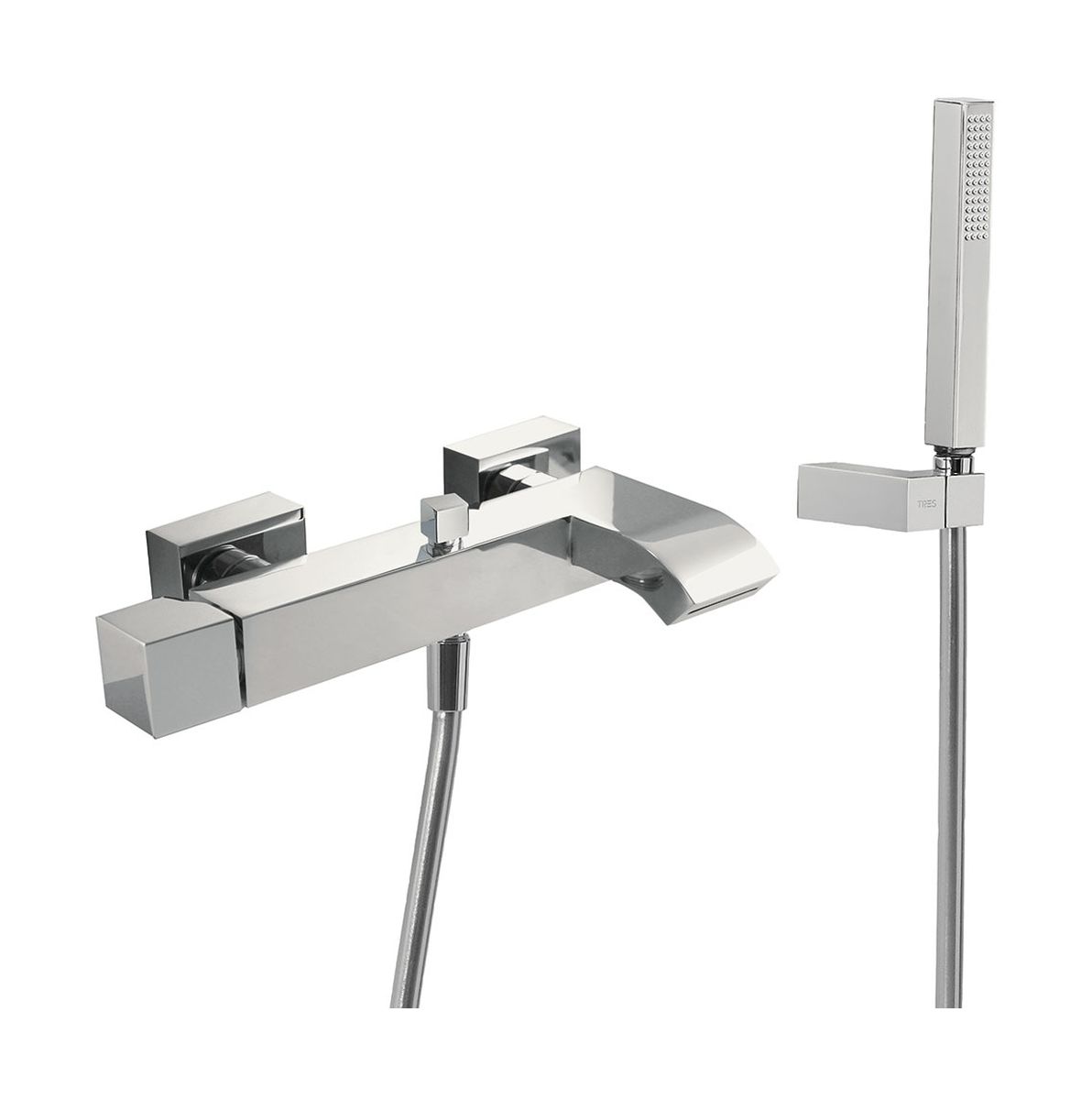 Tres Cuadro-Tres Badewannen- und Duscharmatur Wandmontage chrom 1.07.170.02