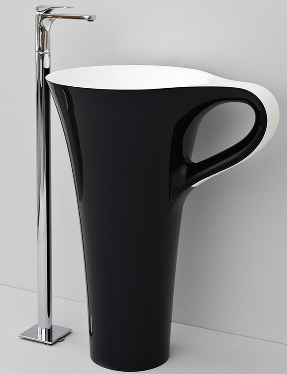 Art Ceram Cup Waschbecken 69x50 cm Freistehend weiß-schwarz OSL00401;50