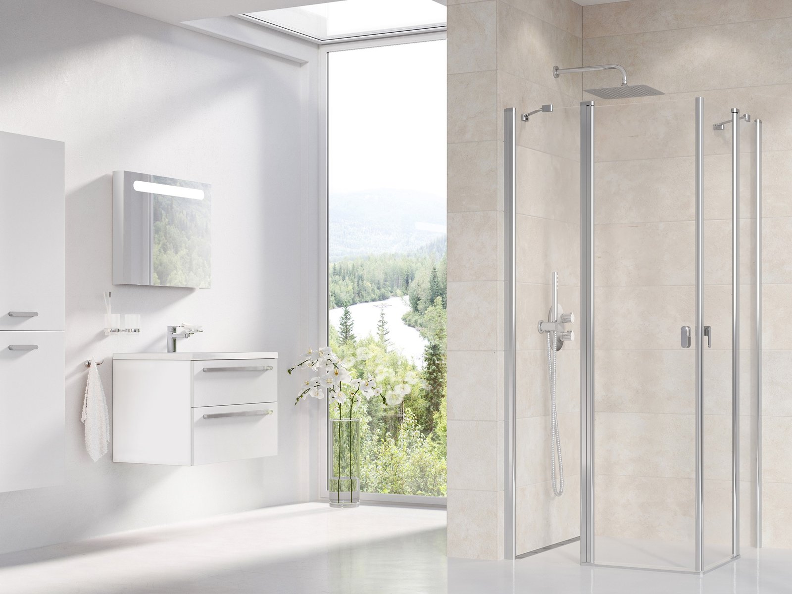 Ravak Chrome Duschtüren 120 cm aufklappbar aluminium Glanz/durchsichtiges Glas 1QVG0C00Z1