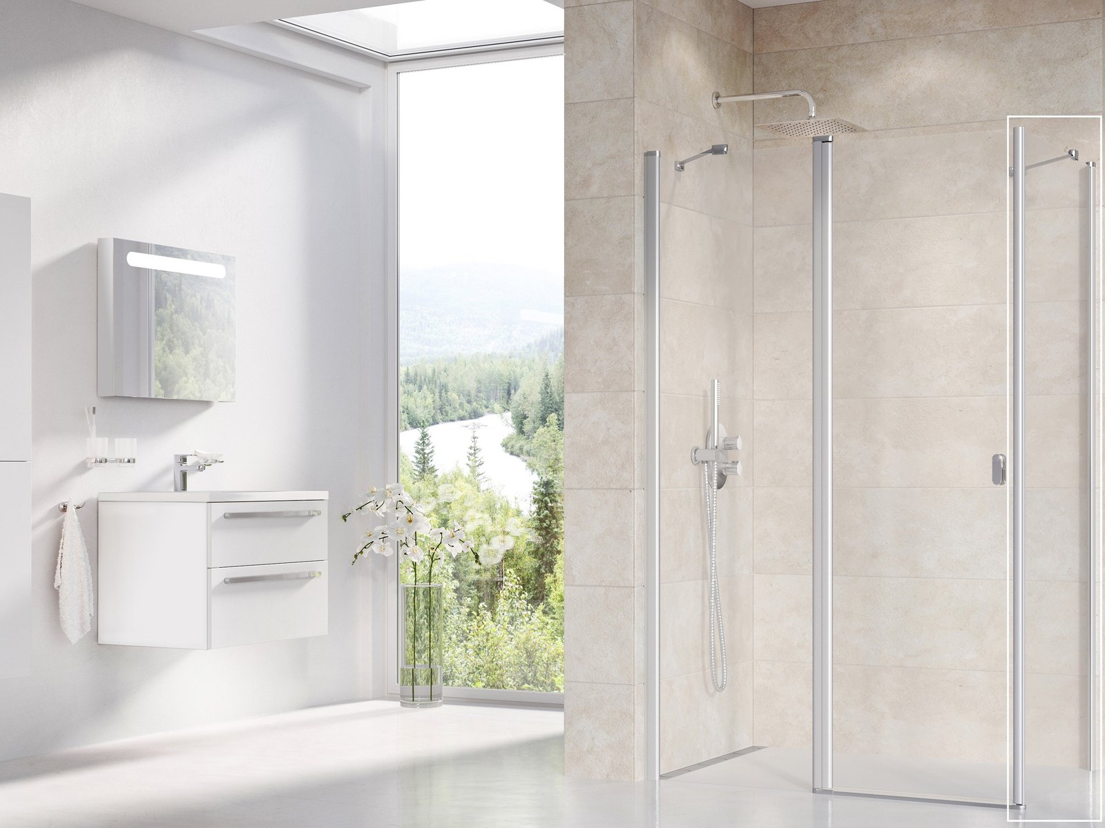 Ravak Chrome Duschwand 100 cm satin Matte/durchsichtiges Glas 9QVA0U00Z1