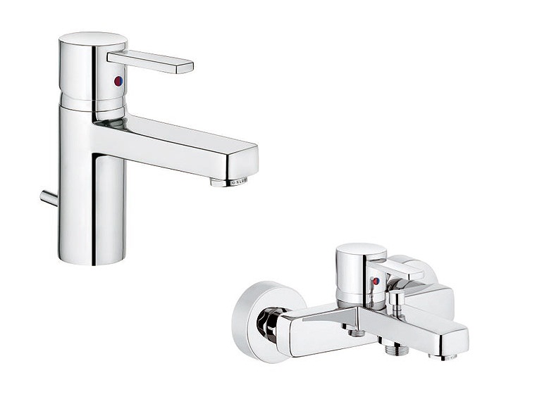 Set Badewannen- und Duscharmatur Kludi Zenta 386700575, Waschtischarmatur Kludi Zenta 382600575