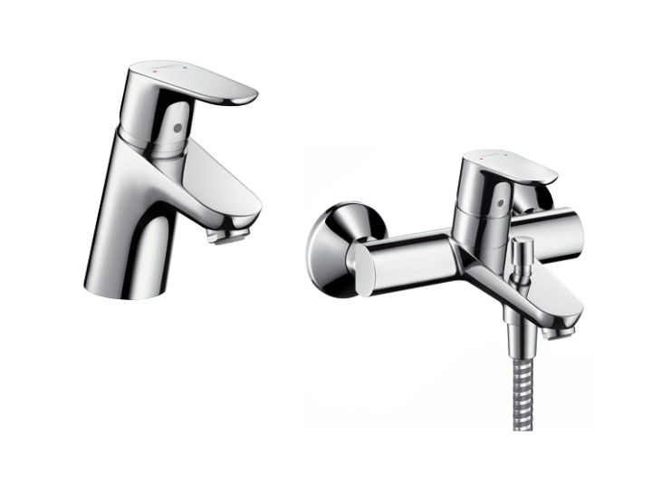 Set Badewannen- und Duscharmatur Hansgrohe Focus 31940000, Waschtischarmatur Hansgrohe Focus 31730000