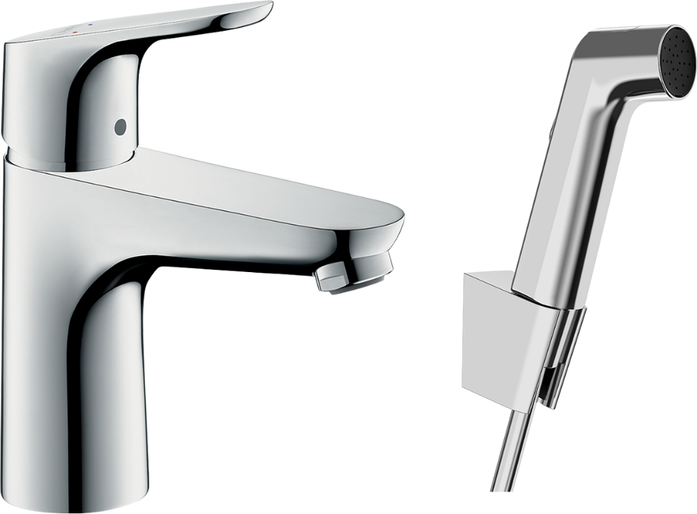 Hansgrohe Focus Waschtischarmatur mit Bidet-Handbrause Stehend chrom 31927000