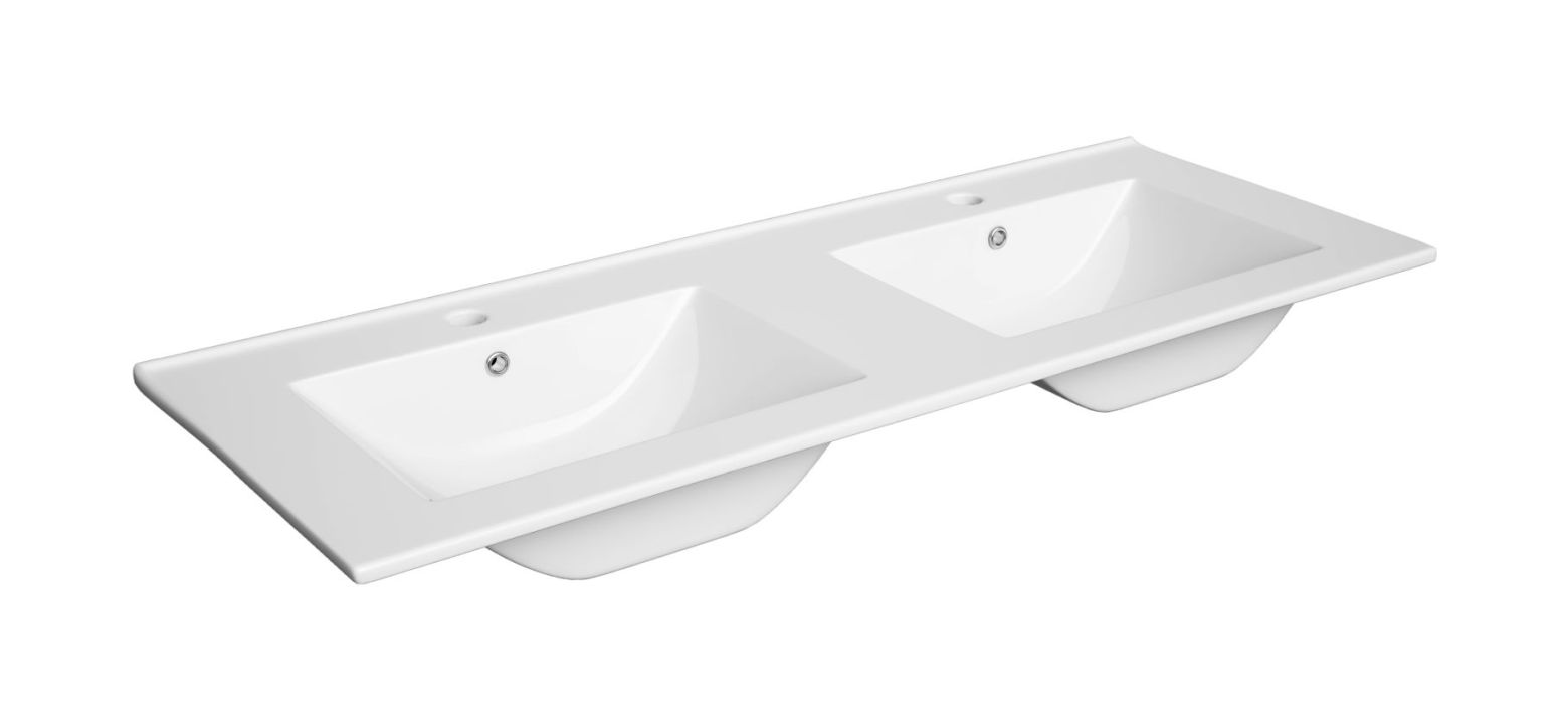 Defra Plan Waschbecken 120x46 cm rechteckig Möbel-Doppelt weiß 1728