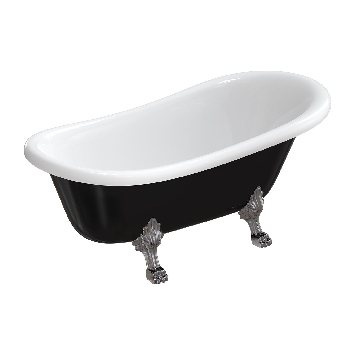 Omnires Atena Comfort M+ Freistehende Badewanne 157x77 cm oval weiß-schwarz ATENA157BCP