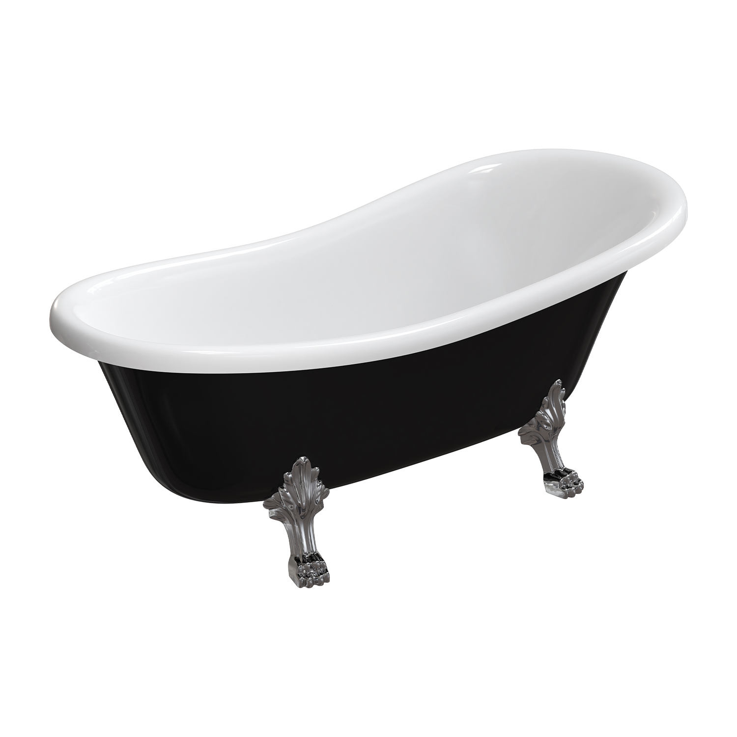 Omnires M+ Freistehende Badewanne 168x76 cm oval weiß-schwarz ATENA168BCP
