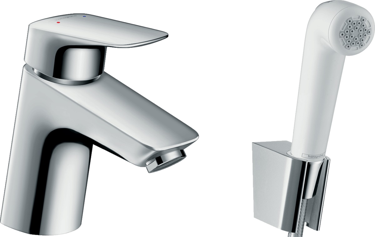 Hansgrohe Logis Waschtischarmatur mit Bidet-Duschkopf Stehend chrom 71290000