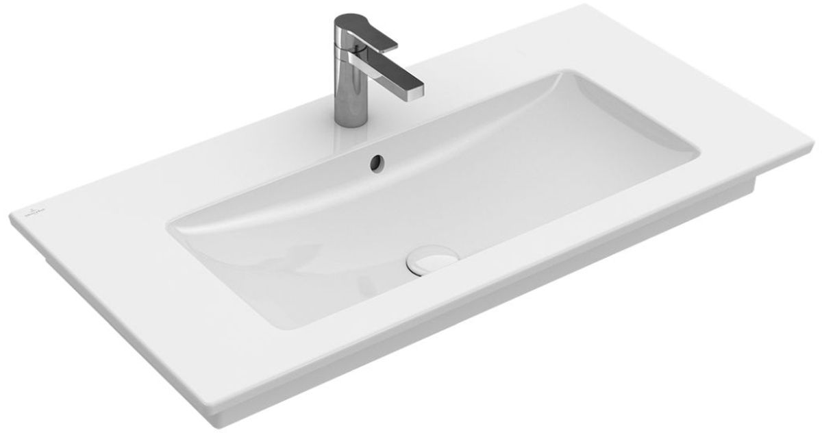 Villeroy & Boch Venticello Waschbecken 100x50 cm rechteckig Klassisch-Möbel-mit Blatt weiß 4104AKR1