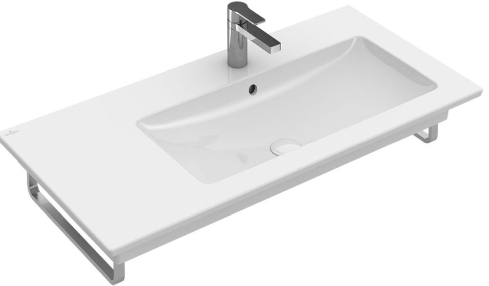 Villeroy & Boch Venticello Waschbecken 100x50 cm rechteckig Klassisch-Möbel-mit Blatt weiß 4134R3R1