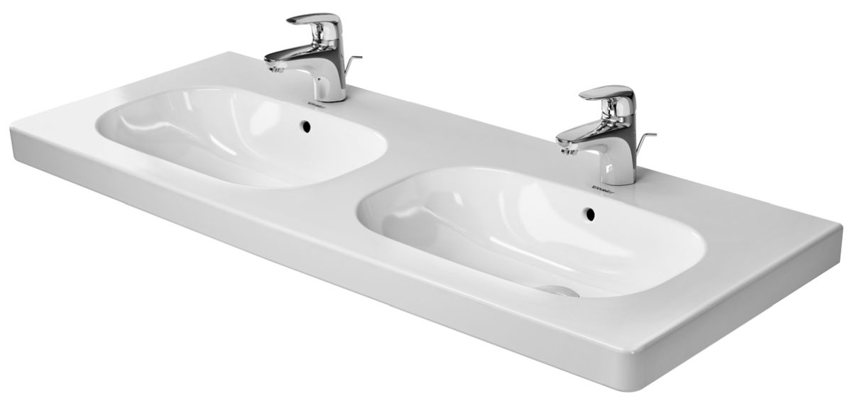 Duravit D-Code Waschbecken 120x49 cm rechteckig Klassisch-Möbel-Doppelt weiß 03481200002