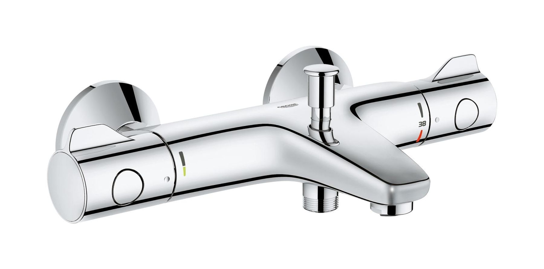 Grohe Grohtherm 800 Badewannen- und Duscharmatur Wandmontage mit Thermostat StarLight Chrome 34576000