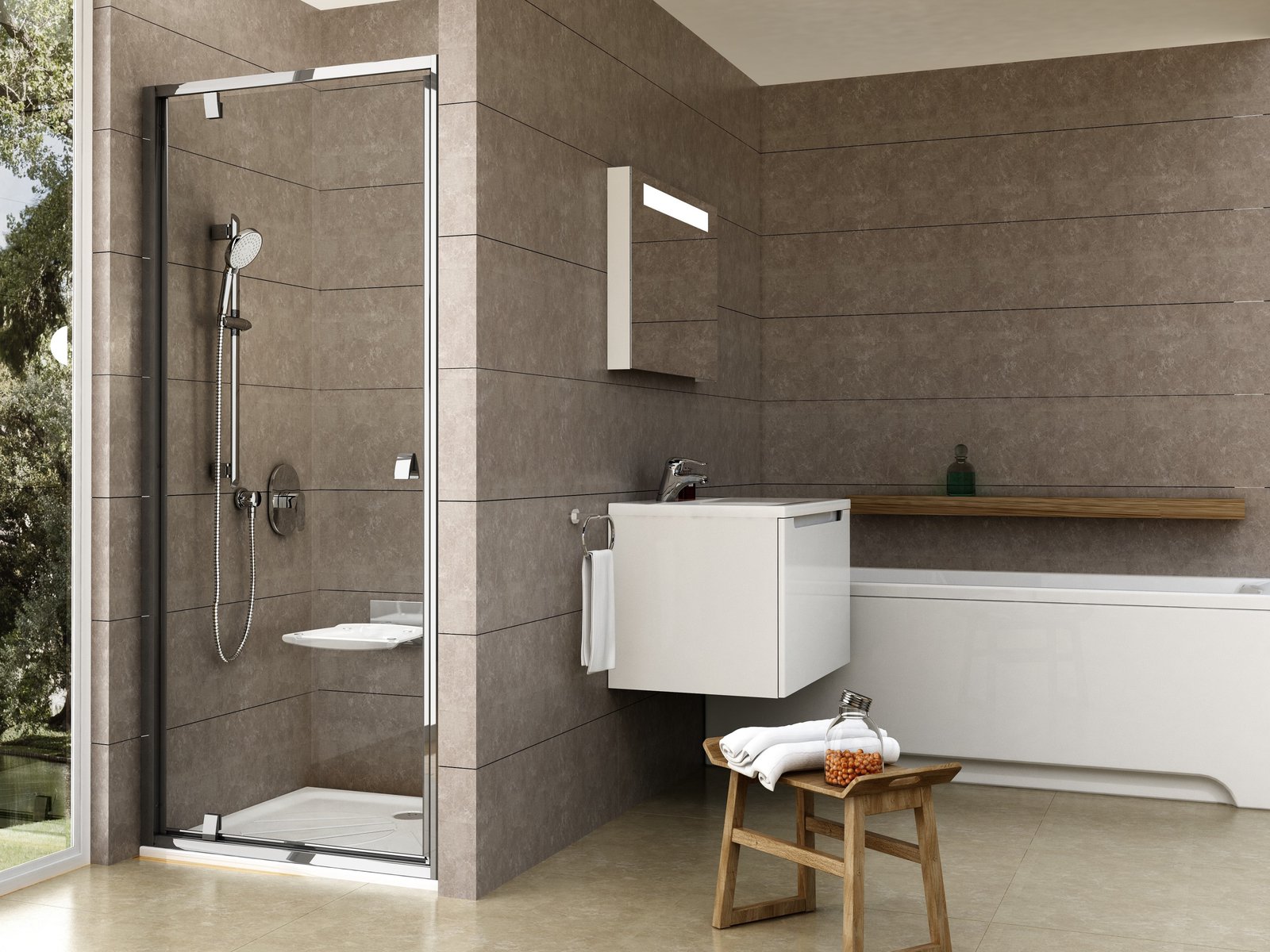 Ravak Pivot Duschtüren 90 cm aufklappbar aluminium Glanz/durchsichtiges Glas 03G70C00Z1