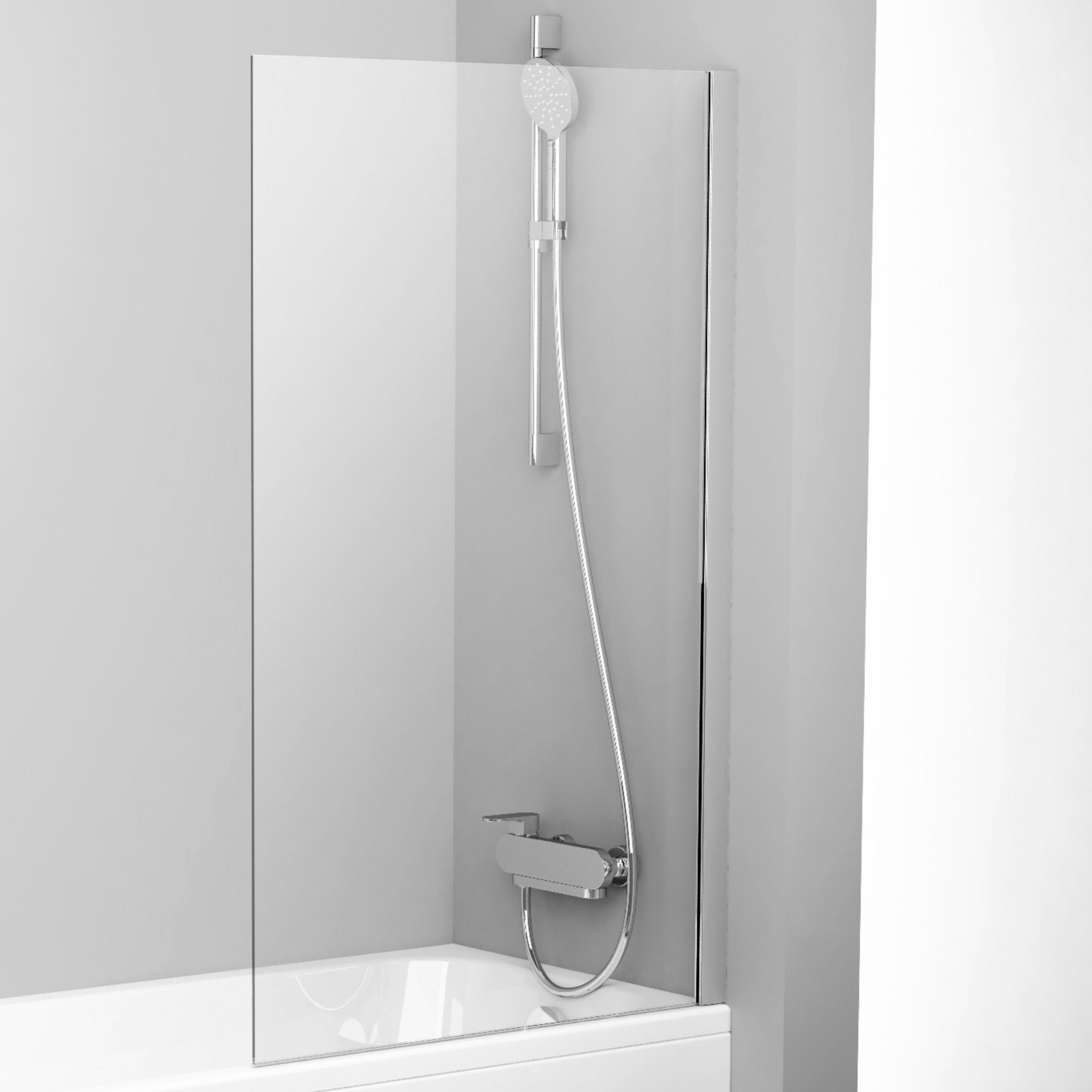 Ravak Pivot Badewannenabtrennung 80 cm einteilig aluminium Glanz/durchsichtiges Glas 79840C00Z1