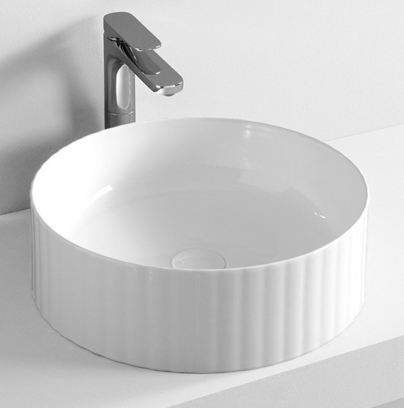 Art Ceram Millerighe Waschbecken 44x44 cm rund Aufsatzwaschbecken weiß OSL01001;00