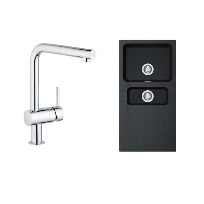 Set Küchenarmatur Grohe Minta 32168000, Tektonit-Waschbecken Franke Orion 114.0286.461