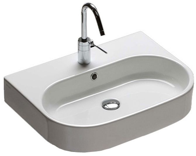 Hatria Area Waschbecken 60x45 cm halbrund Klassisch-Aufsatzwaschbecken weiß Y0UH01