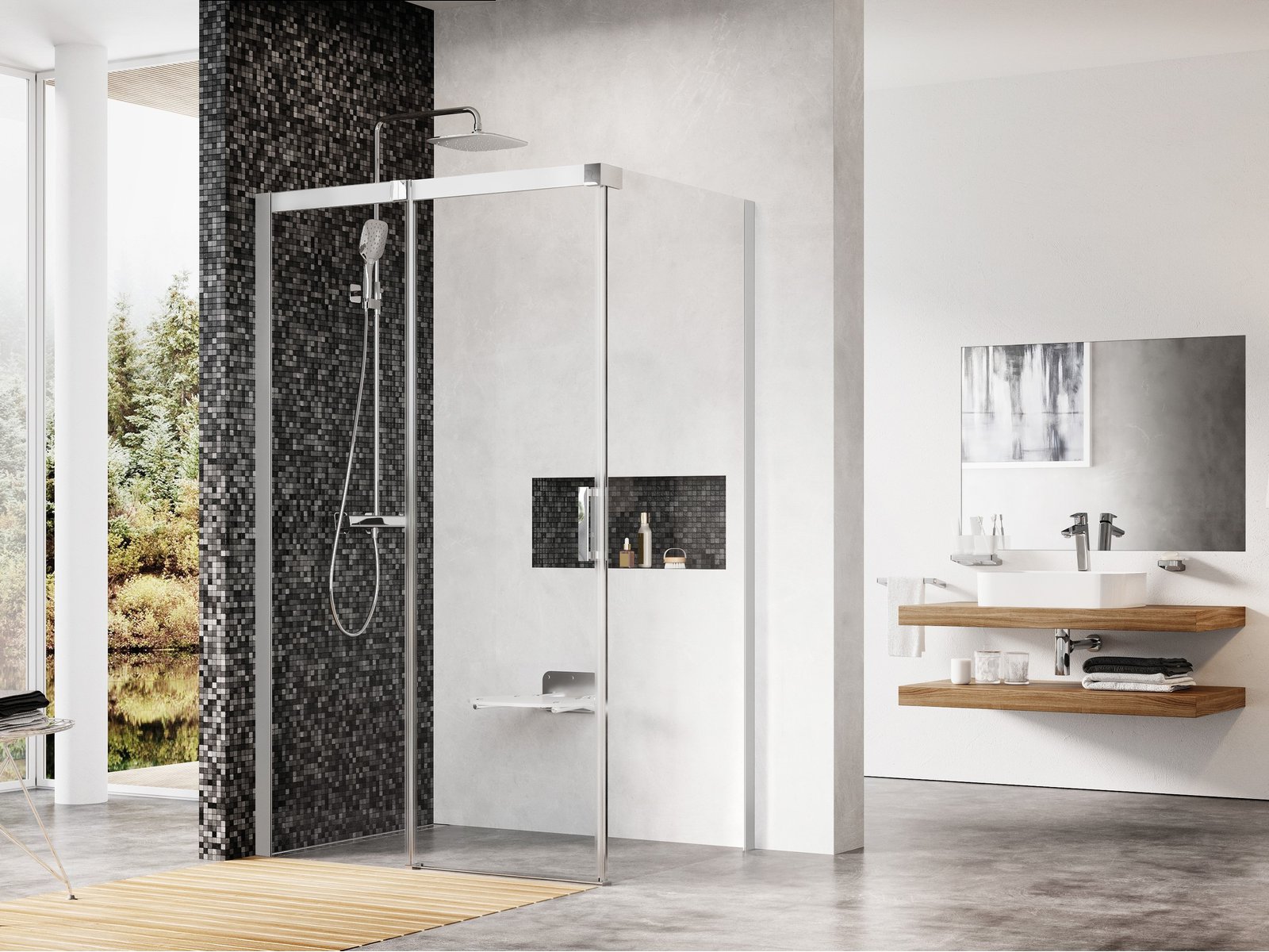 Ravak Matrix Dusche 120x90 cm rechteckig satin Matte/durchsichtiges Glas 0WLG7U00Z1