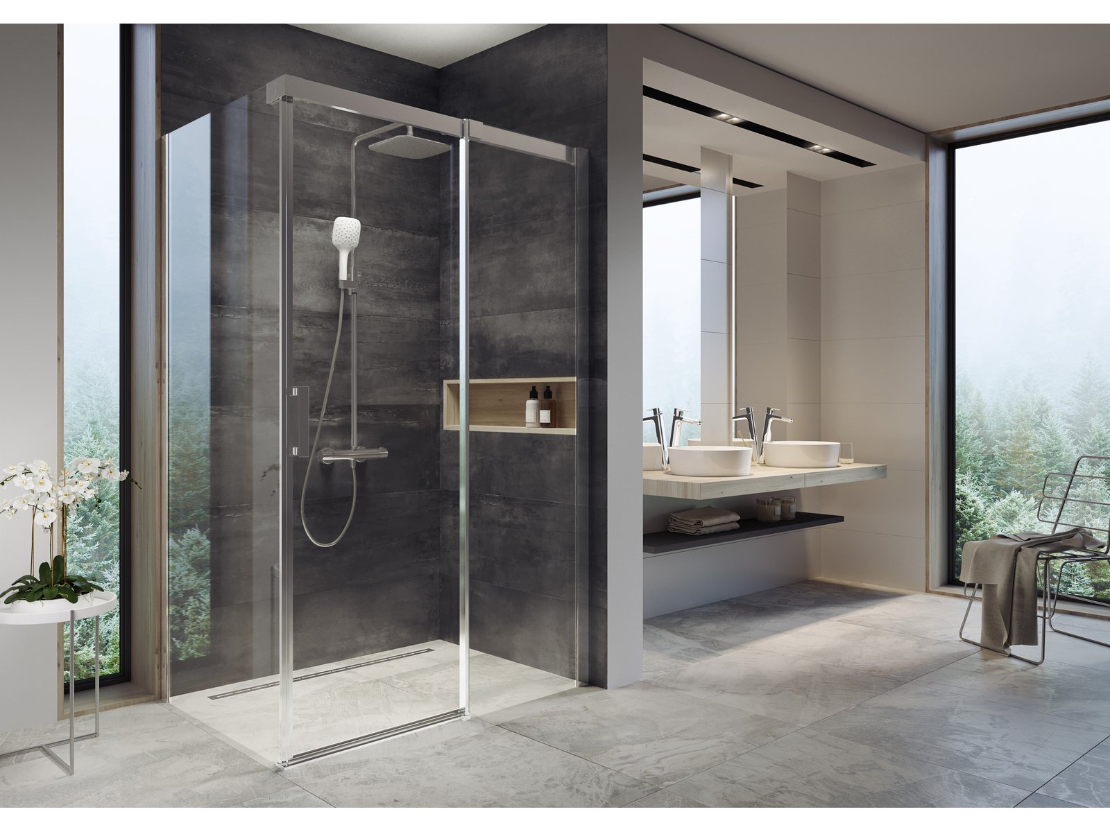 Ravak Matrix Dusche 100x80 cm rechteckig aluminium Glanz/durchsichtiges Glas 0WPA4C00Z1