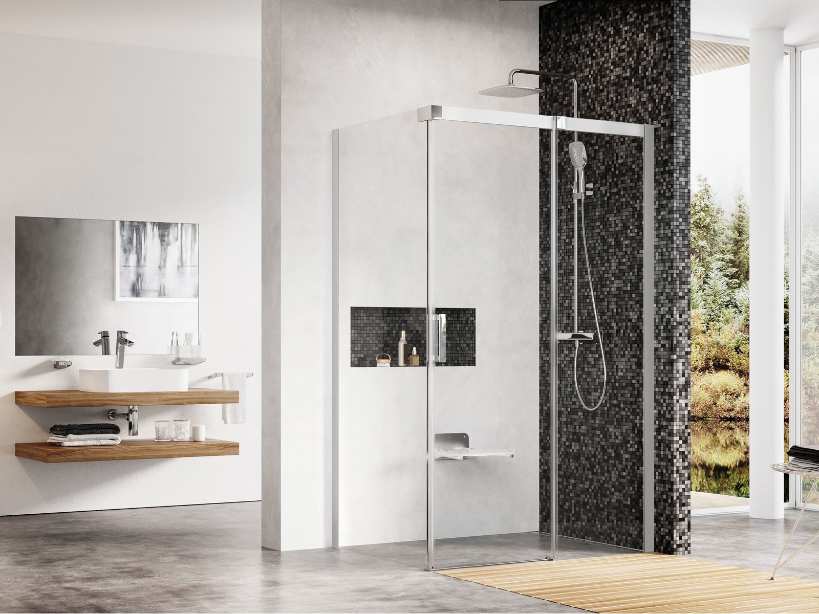 Ravak Matrix Dusche 110x80 cm rechteckig satin Matte/durchsichtiges Glas 0WPD4U00Z1