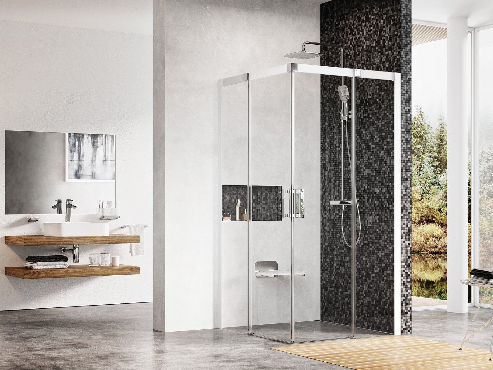 Ravak Matrix Dusche 80x80 cm quadratisch aluminium Glanz/durchsichtiges Glas 1WV44100Z1