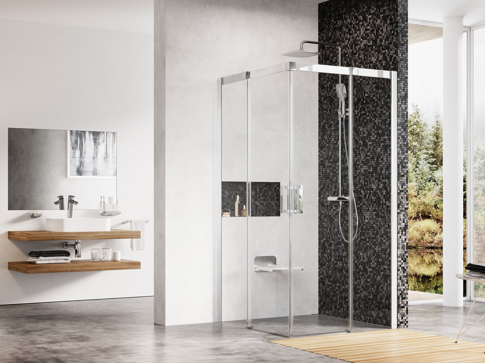 Ravak Matrix Dusche 90x90 cm quadratisch aluminium Glanz/durchsichtiges Glas 1WV44C00Z1