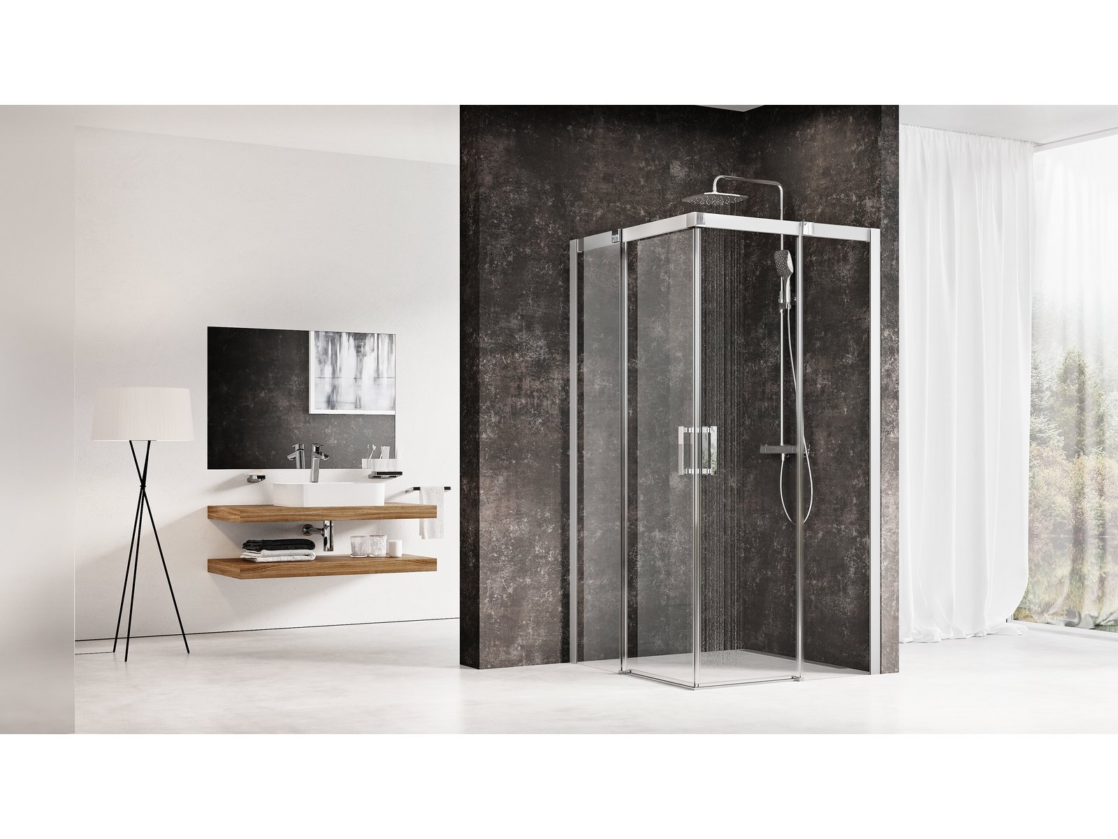 Ravak Matrix Dusche 100x100 cm quadratisch satin Matte/durchsichtiges Glas 1WVAAU00Z1