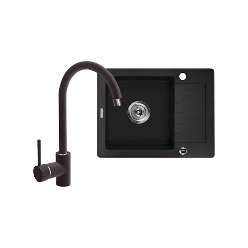 Set Granitspüle Deante Zorba ZQZ_211A, Küchenarmatur Deante Nemezja BEN_262M