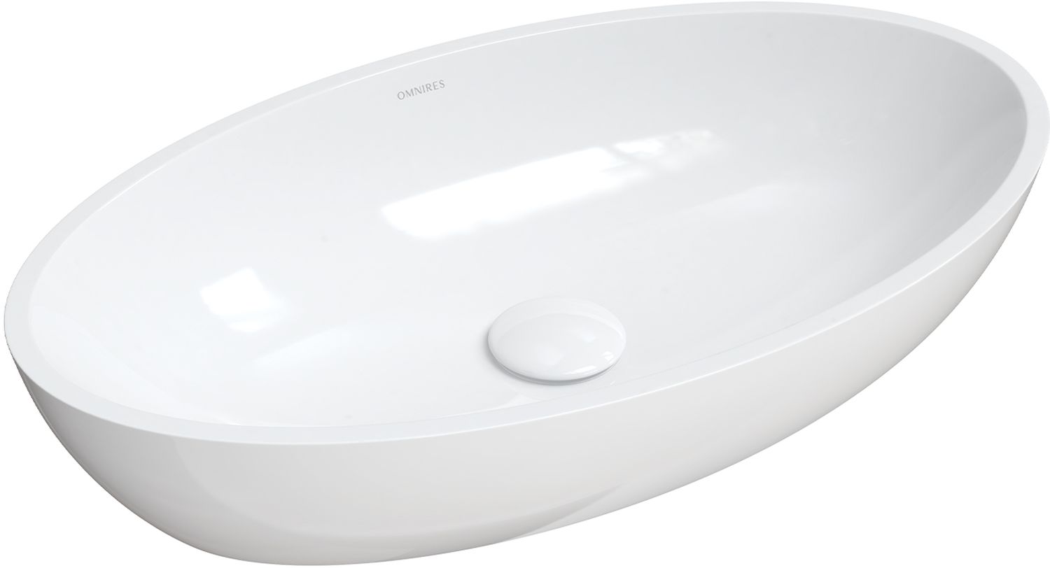 Omnires M+ Waschbecken 60x35 cm oval Aufsatzwaschbecken weiß SIENALUNBP