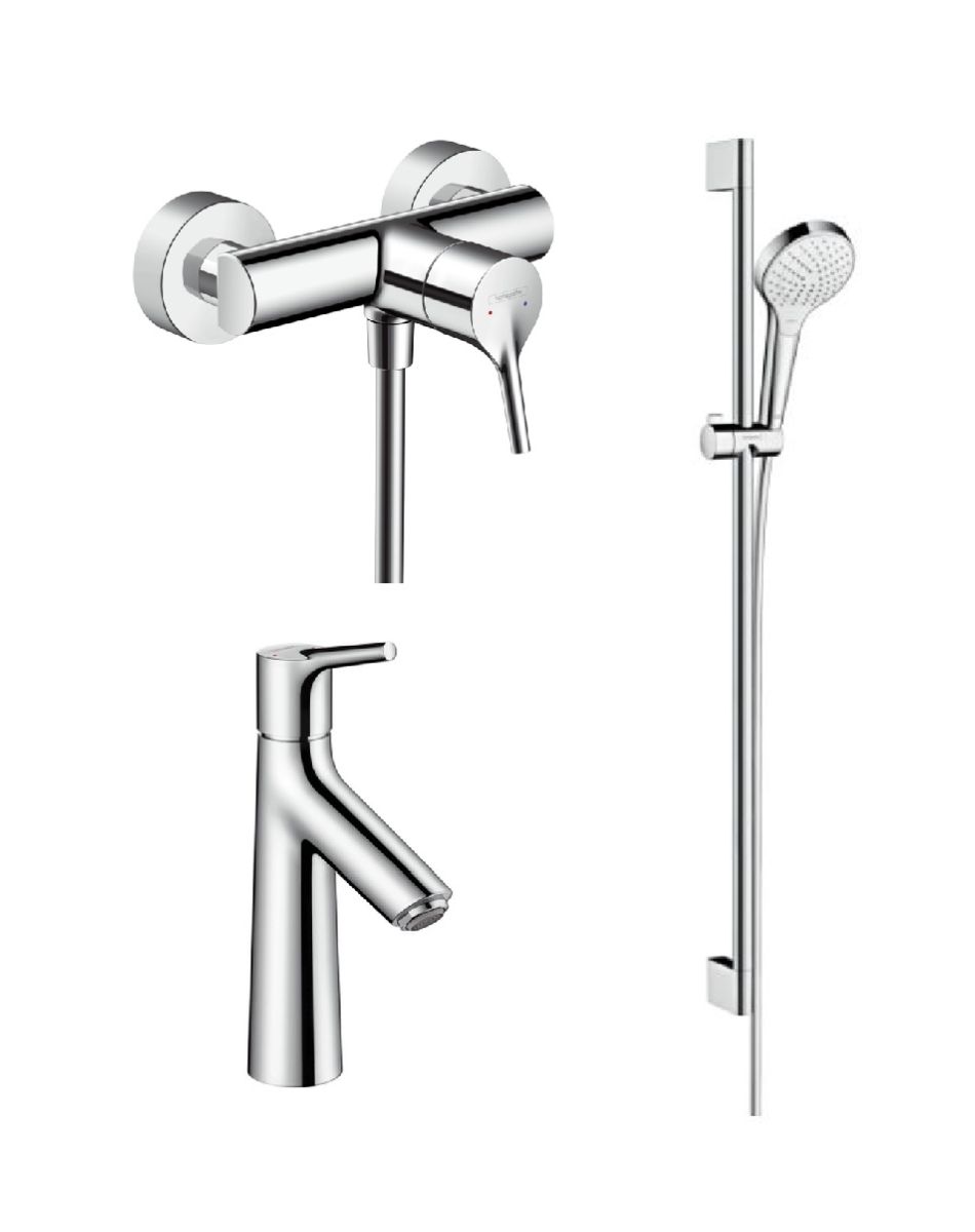 Set Duschbatterie Hansgrohe Talis S 72600000, Waschtischarmatur Hansgrohe Talis S 72020000, 26562400
