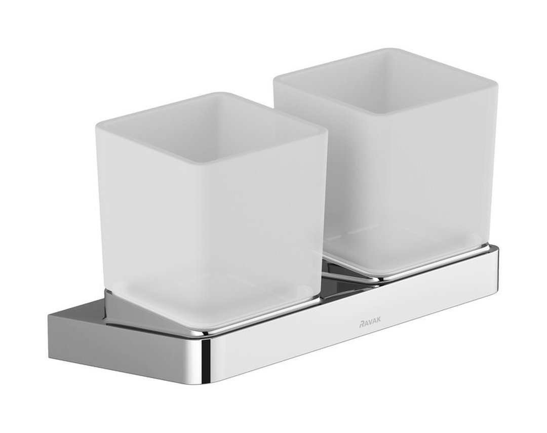 Ravak 10° Ein Satz Glasbecher mit Henkel weiß-chrom X07P322