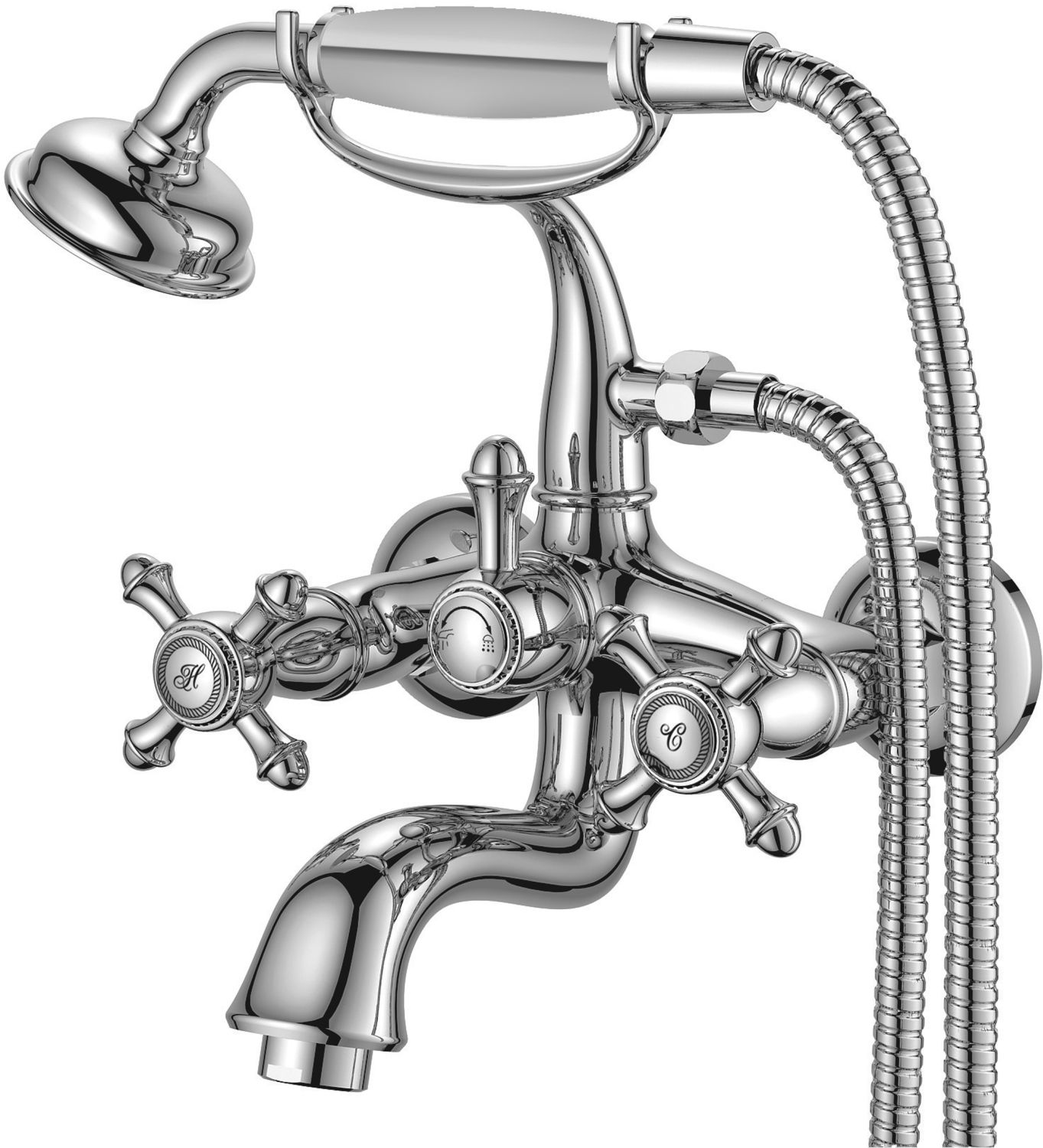 Omnires Retro Badewannen- und Duscharmatur Wandmontage chrom RE7231CR