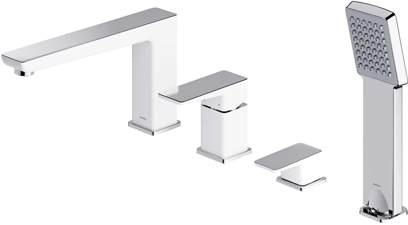 Omnires Parma Badewannen- und Duscharmatur awannenmontiert chrom-weiß PM7432CRB