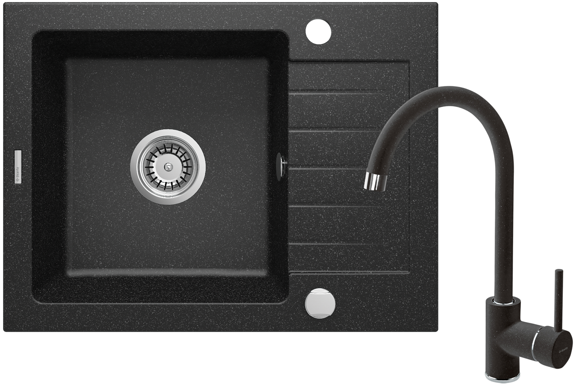 Deante Zorba Waschbecken mit Wasserhahn graphit/graphit ZQZA211A