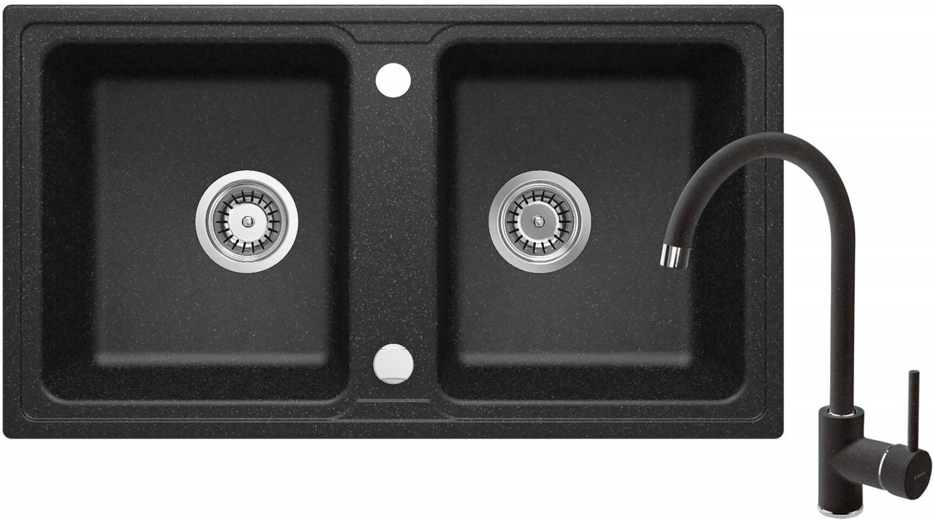 Deante Zorba Waschbecken mit Wasserhahn graphit/graphit ZQZA2203