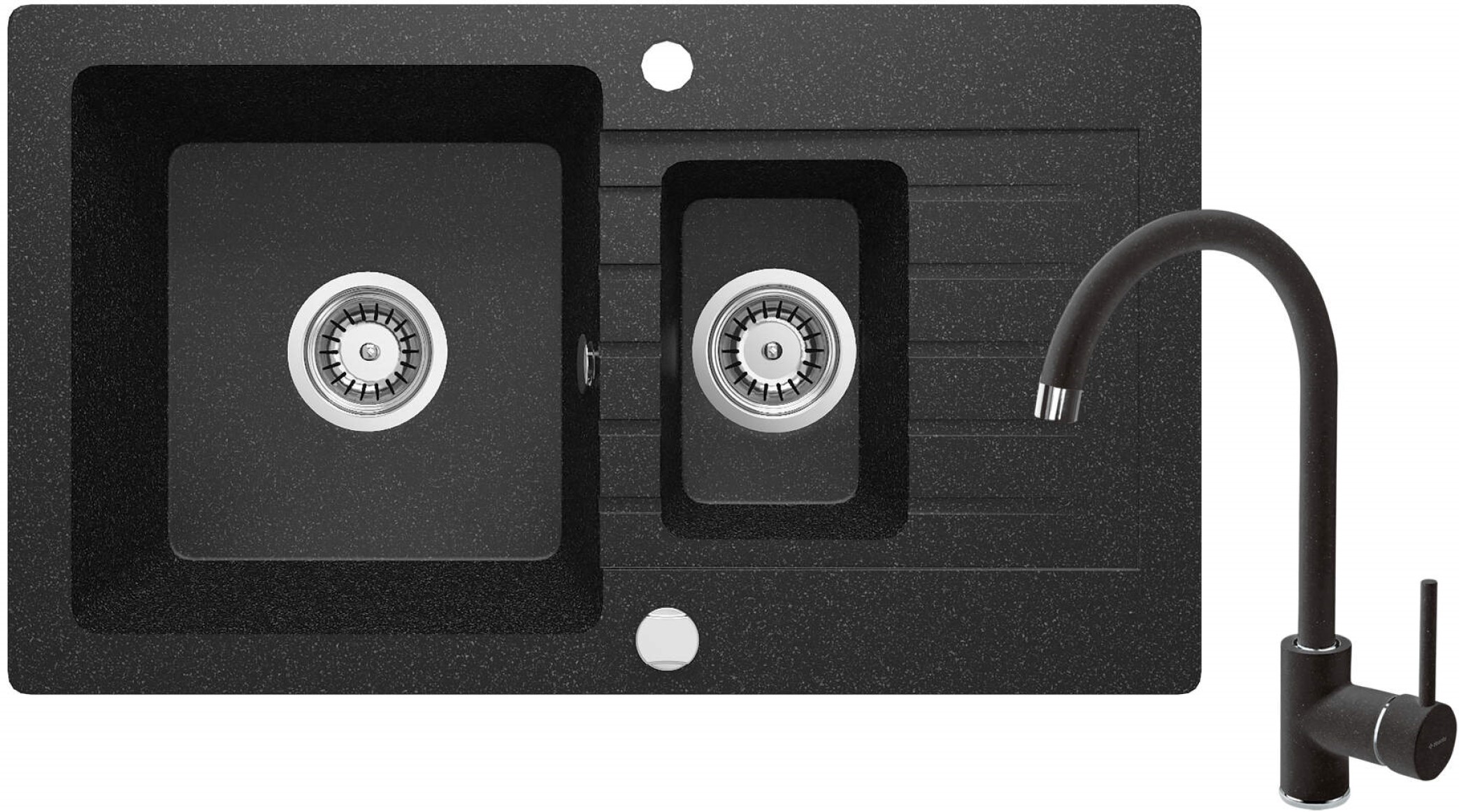 Deante Zorba Waschbecken mit Wasserhahn graphit/graphit ZQZA2513