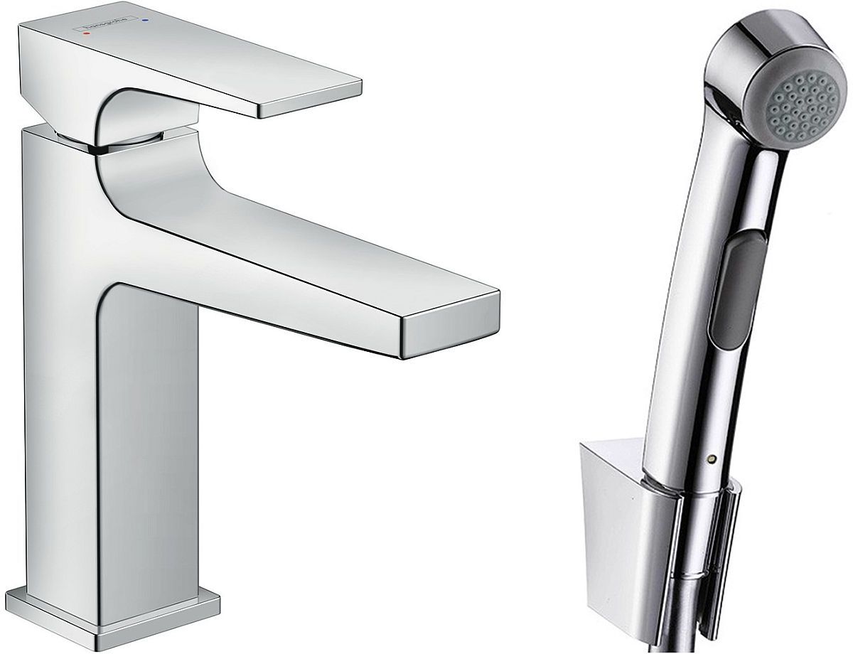 Hansgrohe Metropol Waschtischarmatur mit Bidet-Duschkopf Stehend chrom 32522000