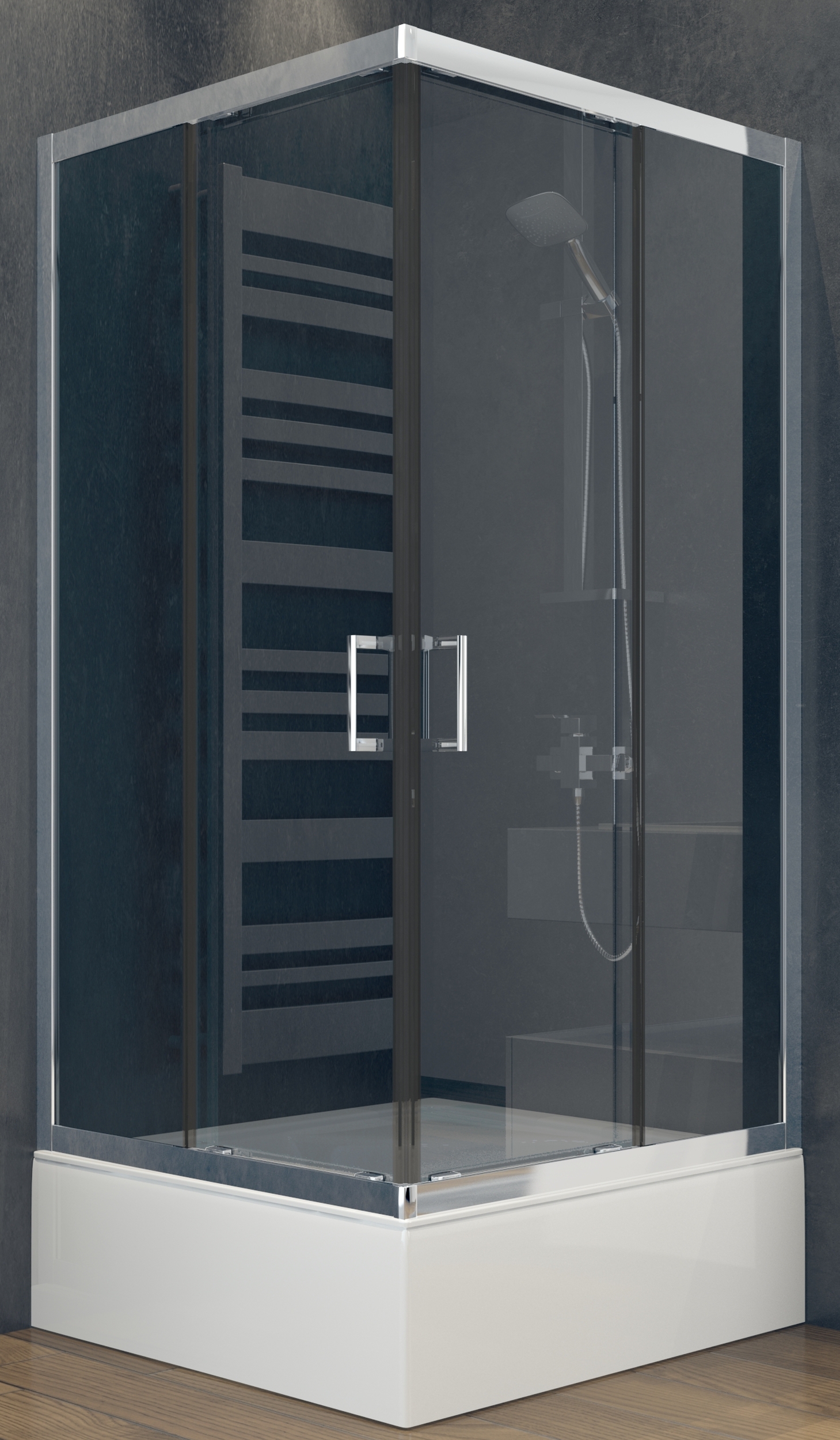 Besco Modern 165 Dusche 90x90 cm quadratisch chrom Glanz/Graphitglas MK-90-165-G