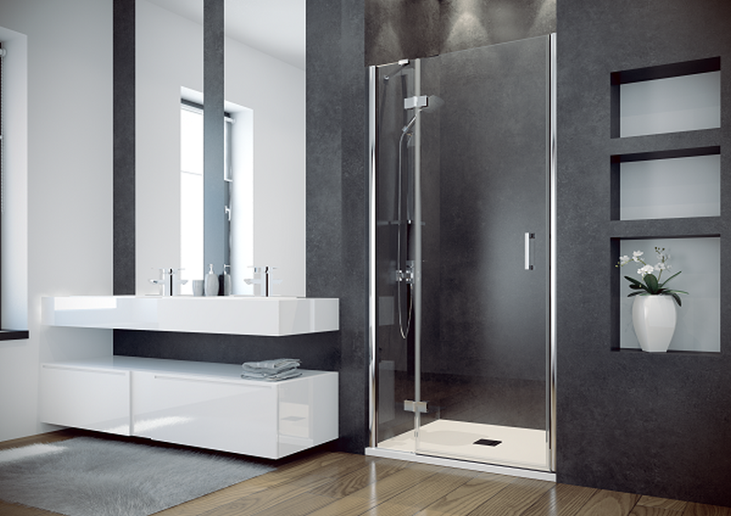 Besco Viva Duschtüren 100 cm aufklappbar chrom Glanz/durchsichtiges Glas DVL-100-195C