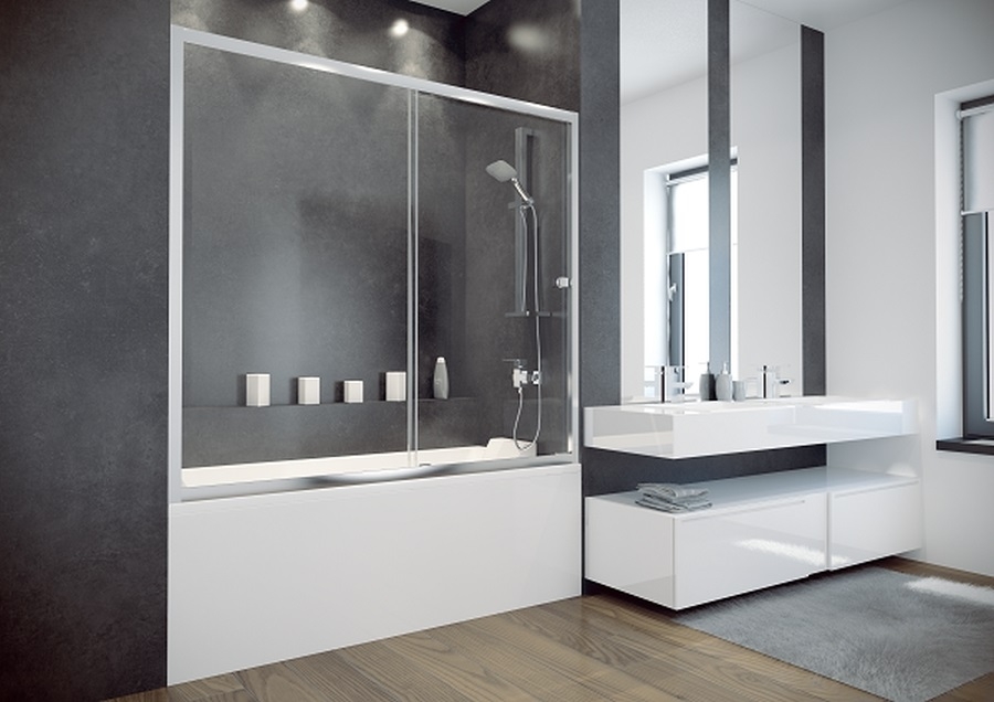 Besco Duo Slide Badewannenabtrennung 170 cm einteilig chrom Glanz/durchsichtiges Glas DDS-II-170