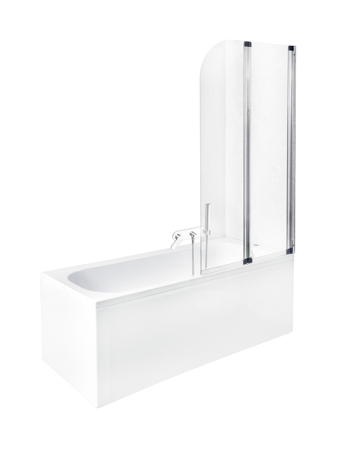 Besco Ambition Badewannenabtrennung 80.5 cm zweigeteilt chrom Glanz/durchsichtiges Glas PA-2S