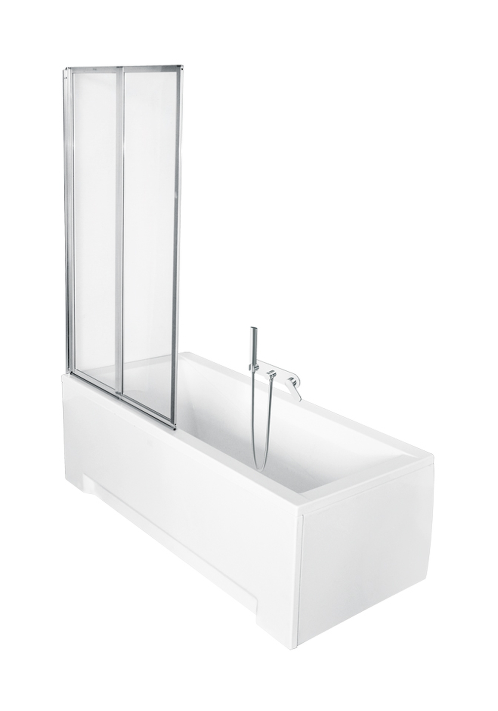 Besco Ambition Badewannenabtrennung 80.5 cm zweigeteilt chrom Glanz/durchsichtiges Glas PAP-2S